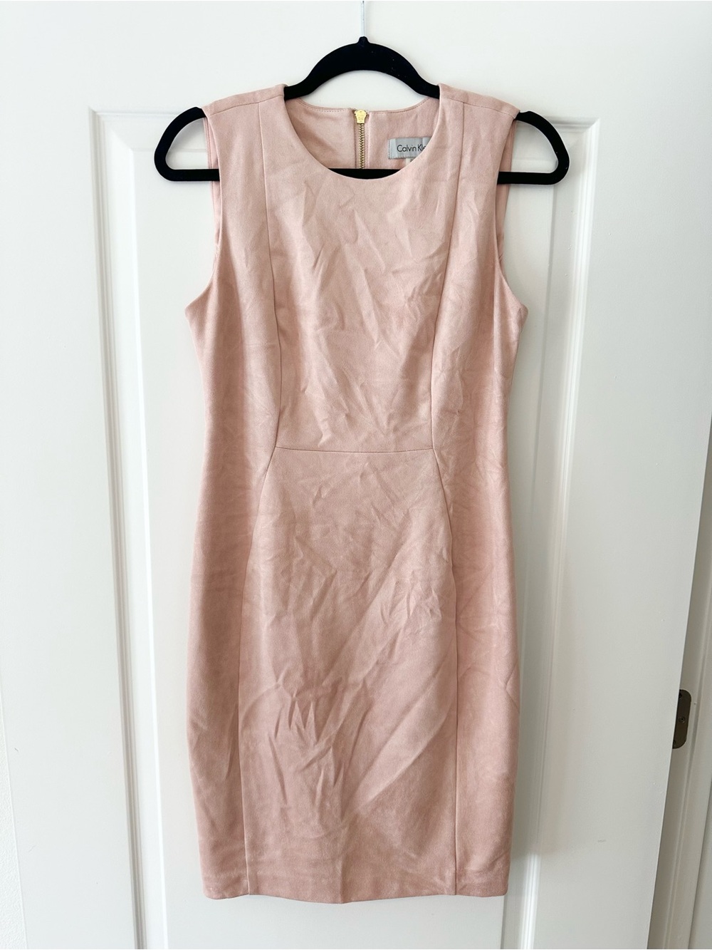 Calvin Klein Sleeveless Faux Suede Sheath Dress Midi Dress Pink Size 6